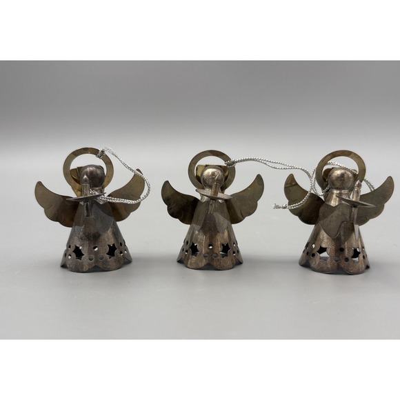 Other - Brass Angel 2" Christmas Ornament Figurines 1960s Vintage - Set of 3